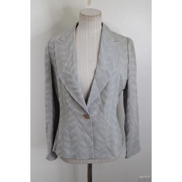 Armani Collezioni Blazer Womens Size 6 Silver Gray Leaves Print Shell Tank - Picture 2 of 11